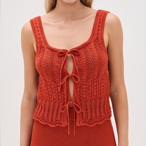 Madewell Knit Pointelle-Stitch Tie-Front Sweater Tank